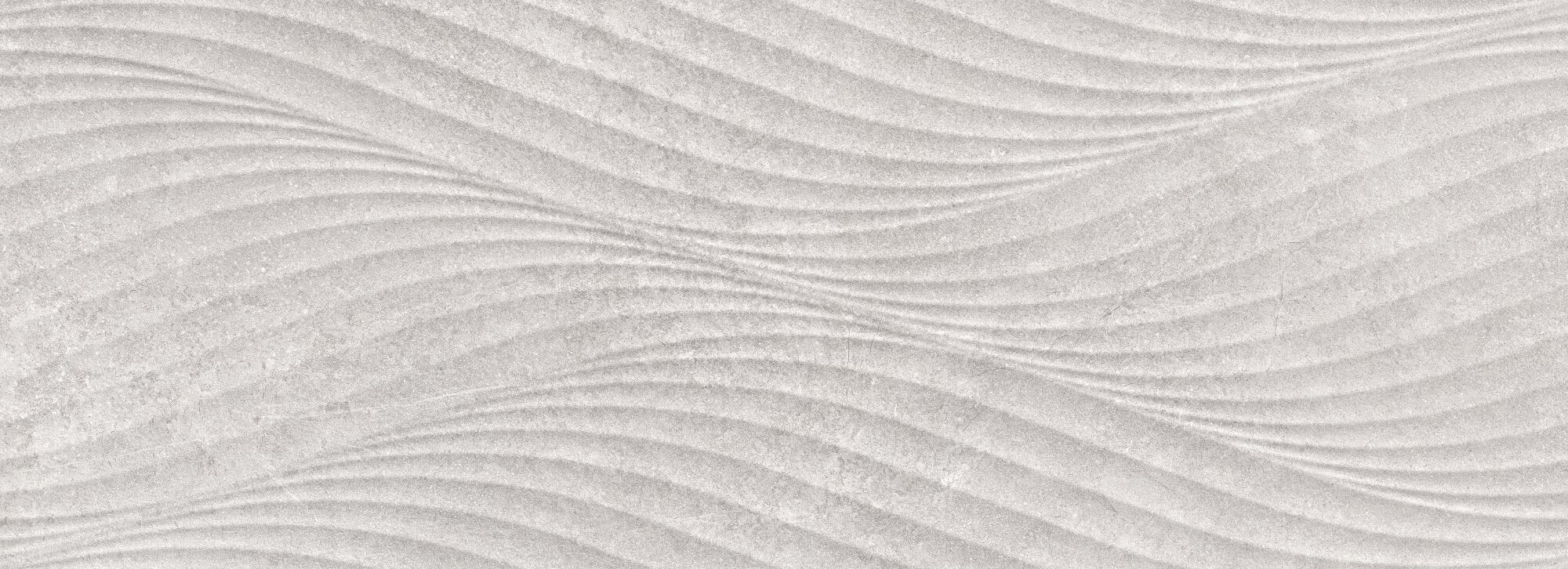 Reserve Silver Wave ceramic wall tile with flowing silver pattern, 32x90cm format.
