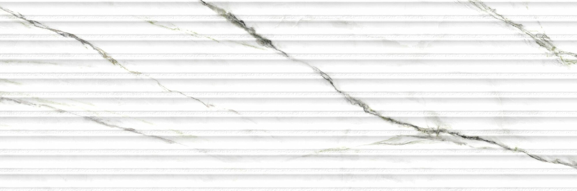 Calacatta Green Lines 33.3x100cm ceramic wall tile showcasing a marble-inspired design with 3D shutter effect.