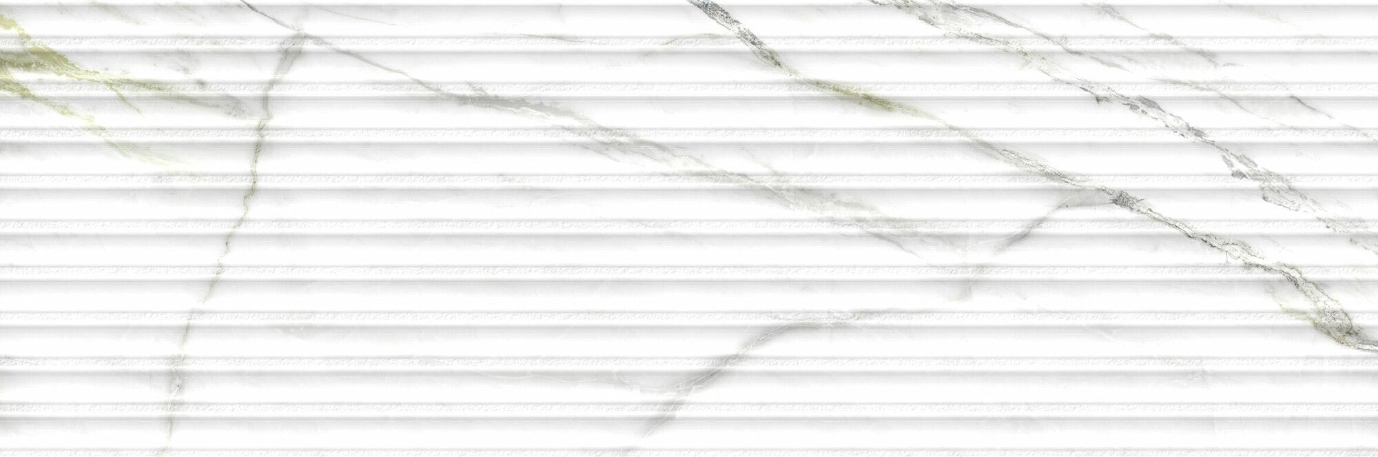 Calacatta Green Lines 33.3x100cm ceramic wall tile with modern 3D shutter effect and elegant marble-inspired design.