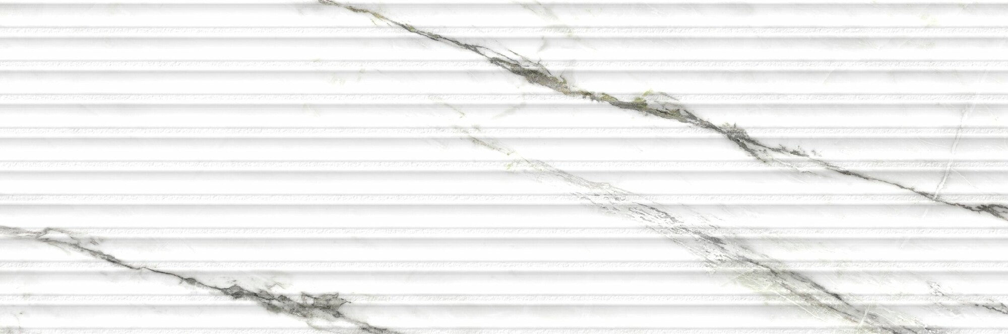 Calacatta Green Lines 33.3x100cm ceramic wall tile with 3D shutter effect and elegant marble-inspired veining.