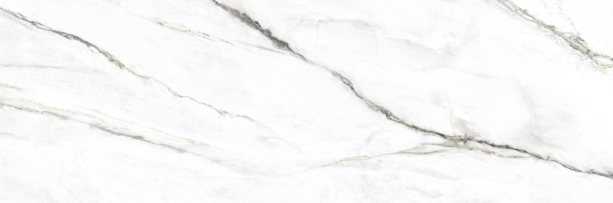 Calacatta Green ceramic wall tile design featuring white tones and soft green and charcoal veins.