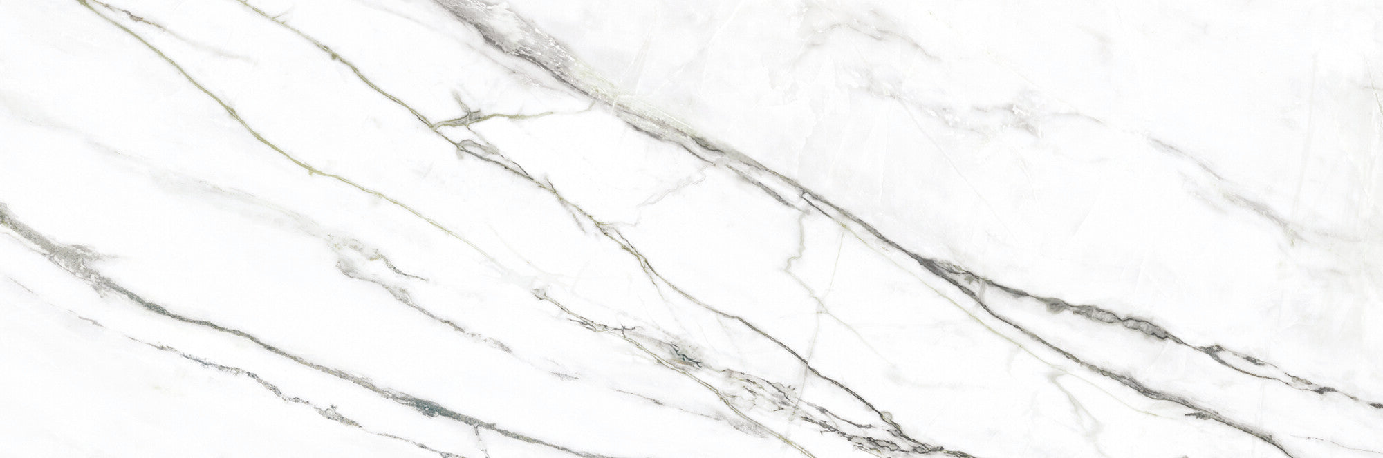 Calacatta Green ceramic wall tile with crisp white tones and striking green veins, 33.3x100cm.