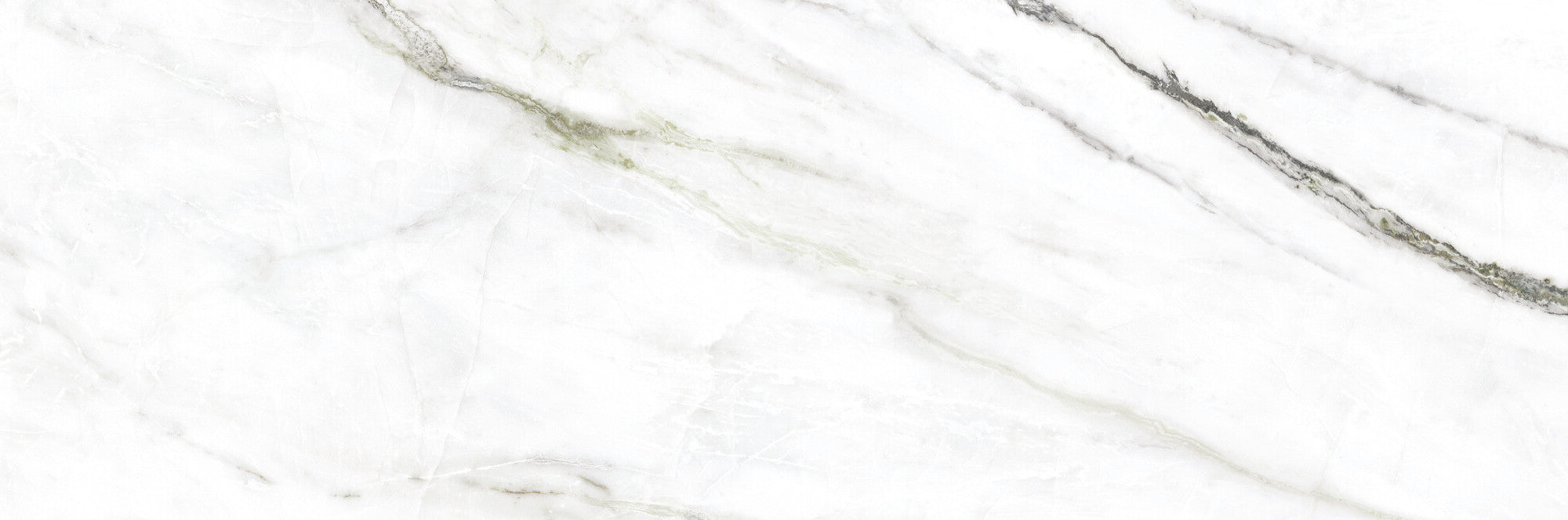 Calacatta Green ceramic wall tile with soft green and charcoal veins on a white background.