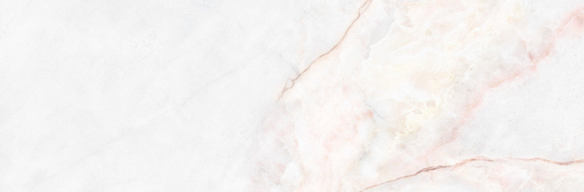 Lia White 33.3x100cm ceramic wall tile with soft white and delicate pink veining.