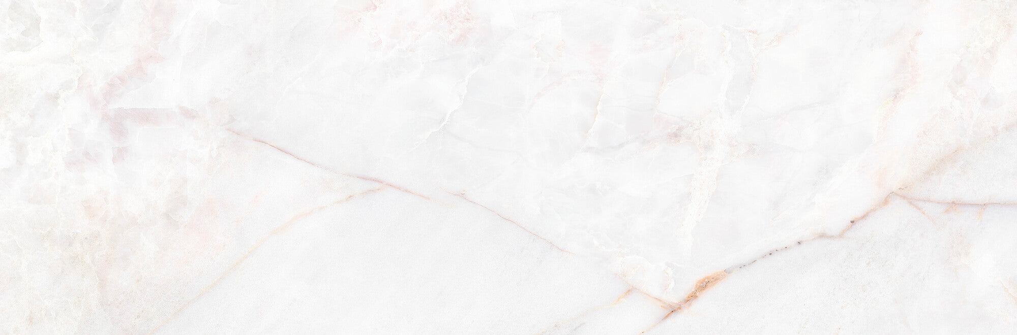 Lia White 33.3x100cm ceramic wall tile with soft white canvas and delicate pink veining.