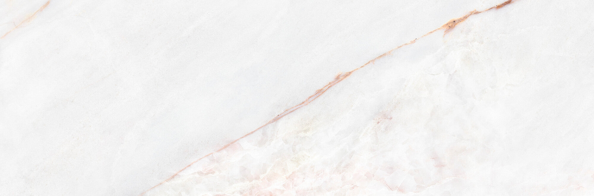 Lia White 33.3x100cm ceramic wall tile featuring soft white canvas and delicate pink veining.