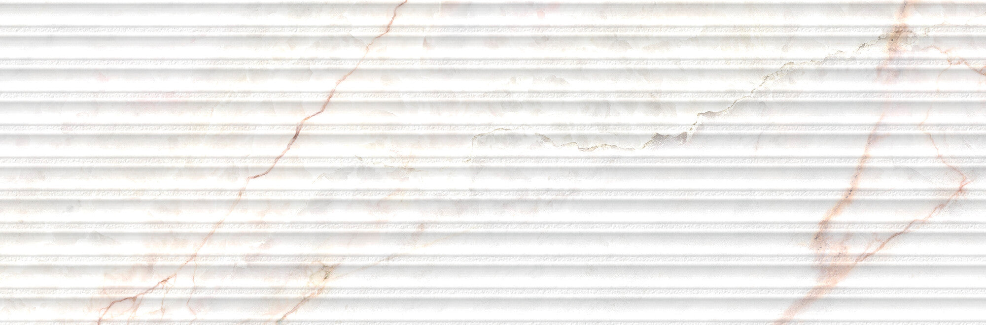 Lia White Decor 33.3x100cm ceramic wall tile with linear relief and soft pinkish veining.