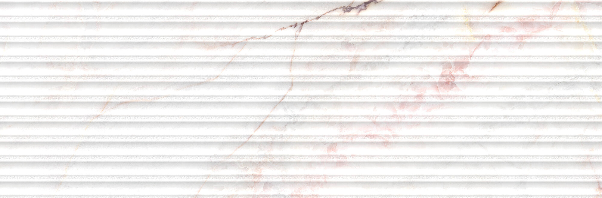 Lia White Decor 33.3x100cm wall tile with linear relief and soft pinkish veining