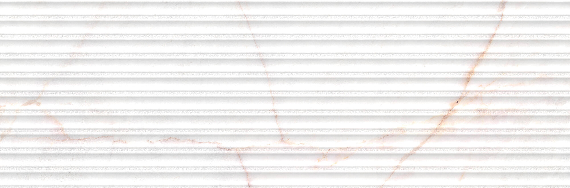 Lia White Decor 33.3x100cm ceramic wall tile featuring subtle linear relief and soft pinkish veining.