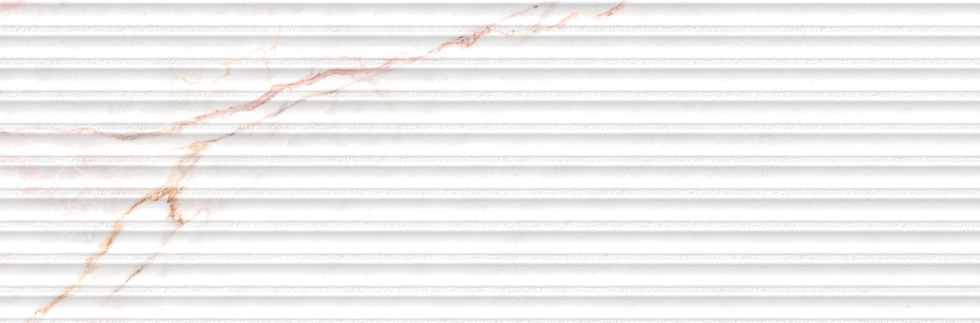 Lia White Decor 33.3x100cm ceramic wall tile featuring subtle linear relief and soft pinkish veining.