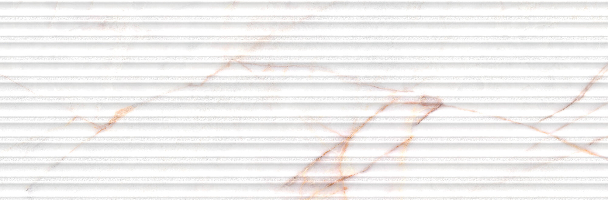 Lia White Decor 33.3x100cm - Elegant matt ceramic wall tile with linear relief and soft pinkish veining.