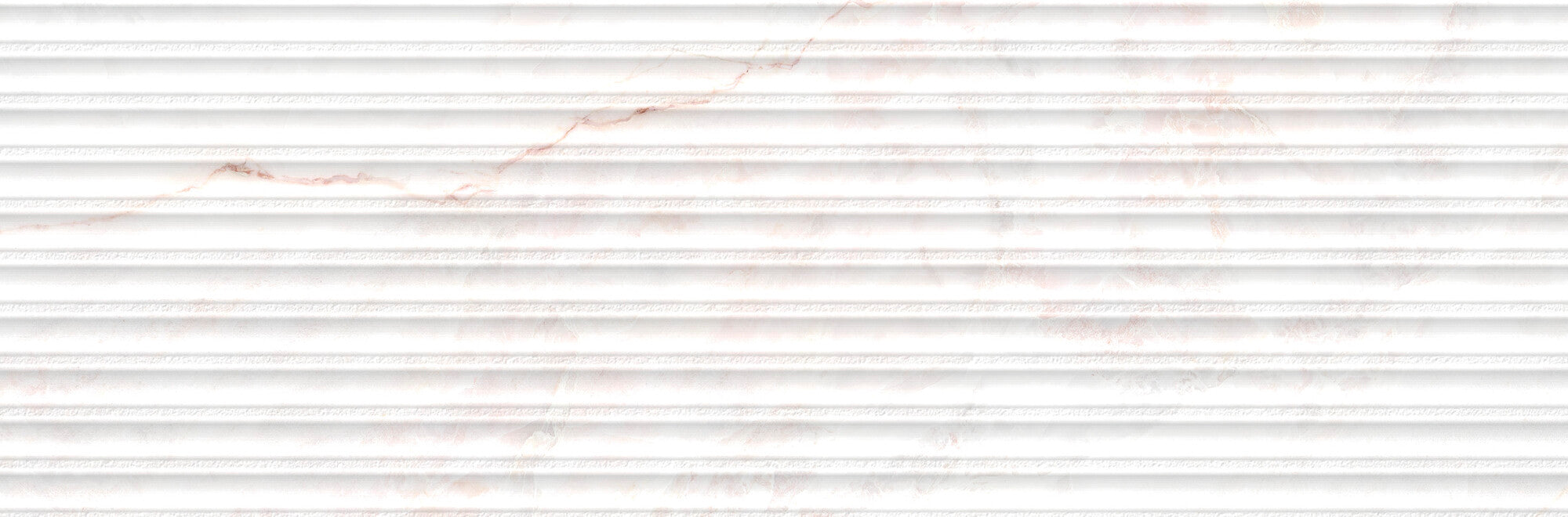Lia White Decor 33.3x100cm wall tile showcasing a matte finish with subtle linear relief and soft pinkish veining.