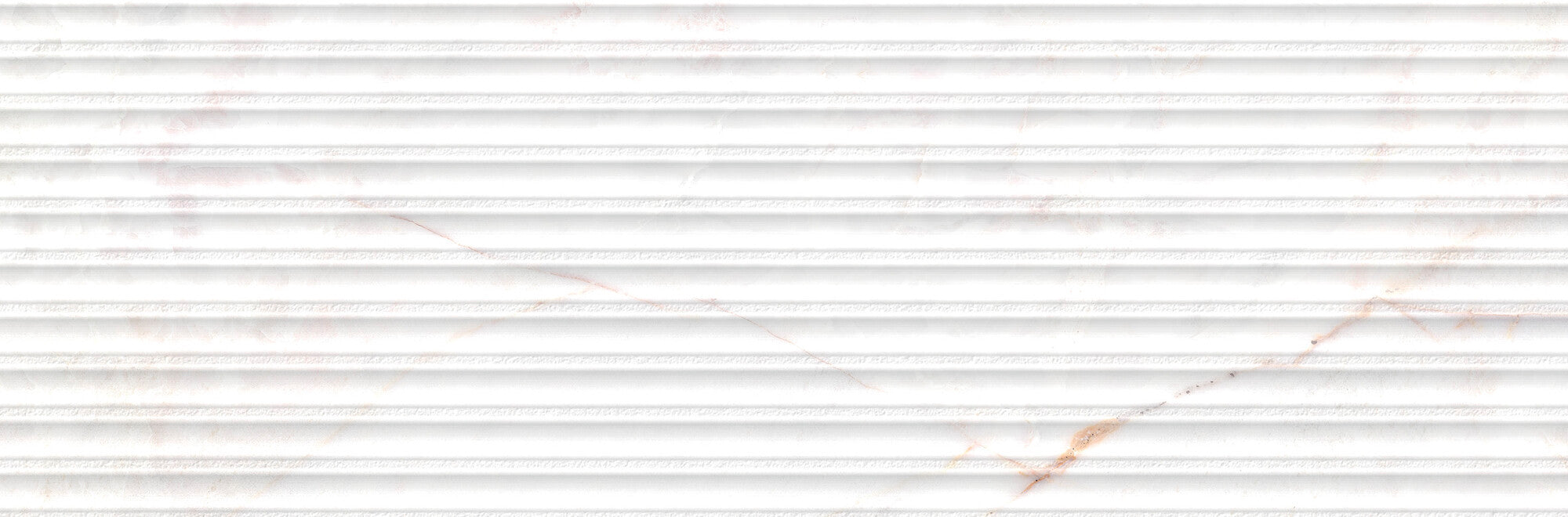 Lia White Decor 33.3x100cm matt ceramic wall tile with subtle linear relief and blush veins.