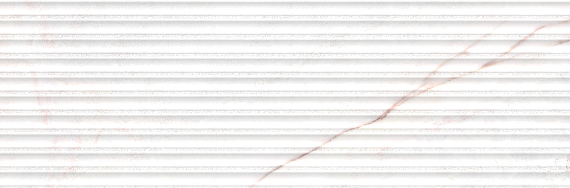 Lia White Decor 33.3x100cm matt ceramic wall tile with linear relief and soft pinkish veining.