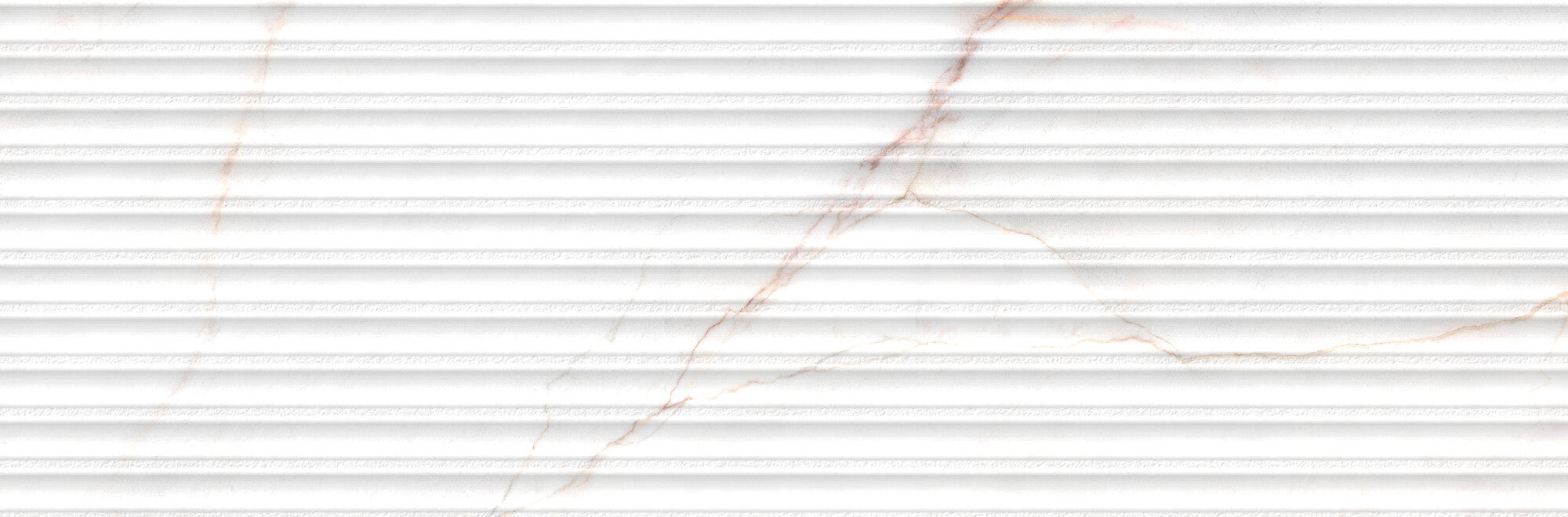 Lia White Decor 33.3x100cm ceramic wall tile with linear relief and soft pinkish veining.