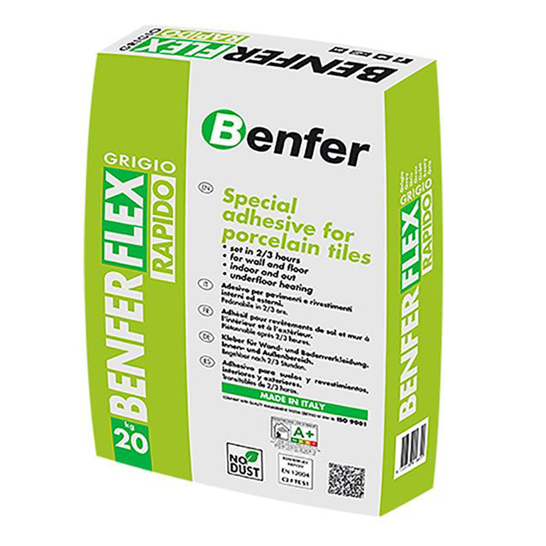 Benfer Benferflex Rapid S1 Grey 20kg flexible adhesive for porcelain tiles with quick-drying formula