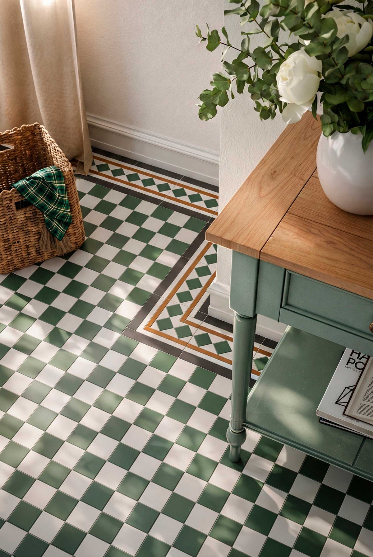 Charlotte Checker Green 45x45cm - £36.99 per M²