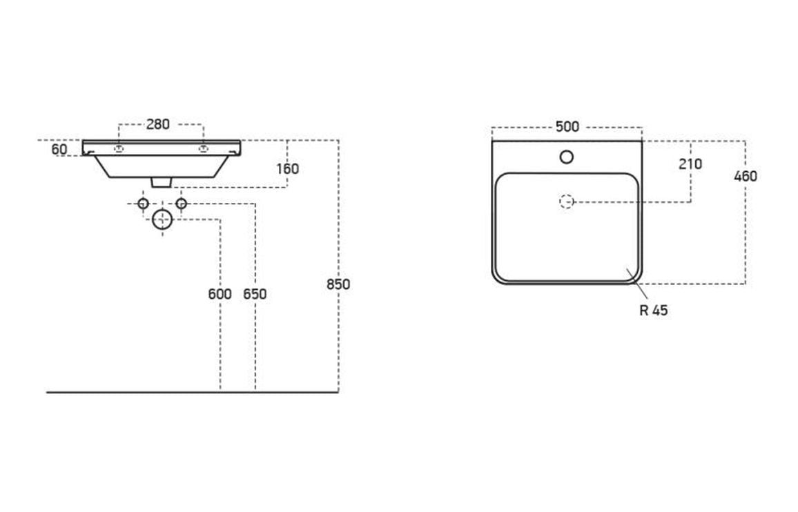 Osmos 500mm Wall Hung 1 Drawer Basin Unit & Basin - Matt Black