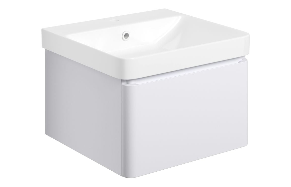 Osmos 500mm Wall Hung 1 Drawer Basin Unit & Basin - Matt White