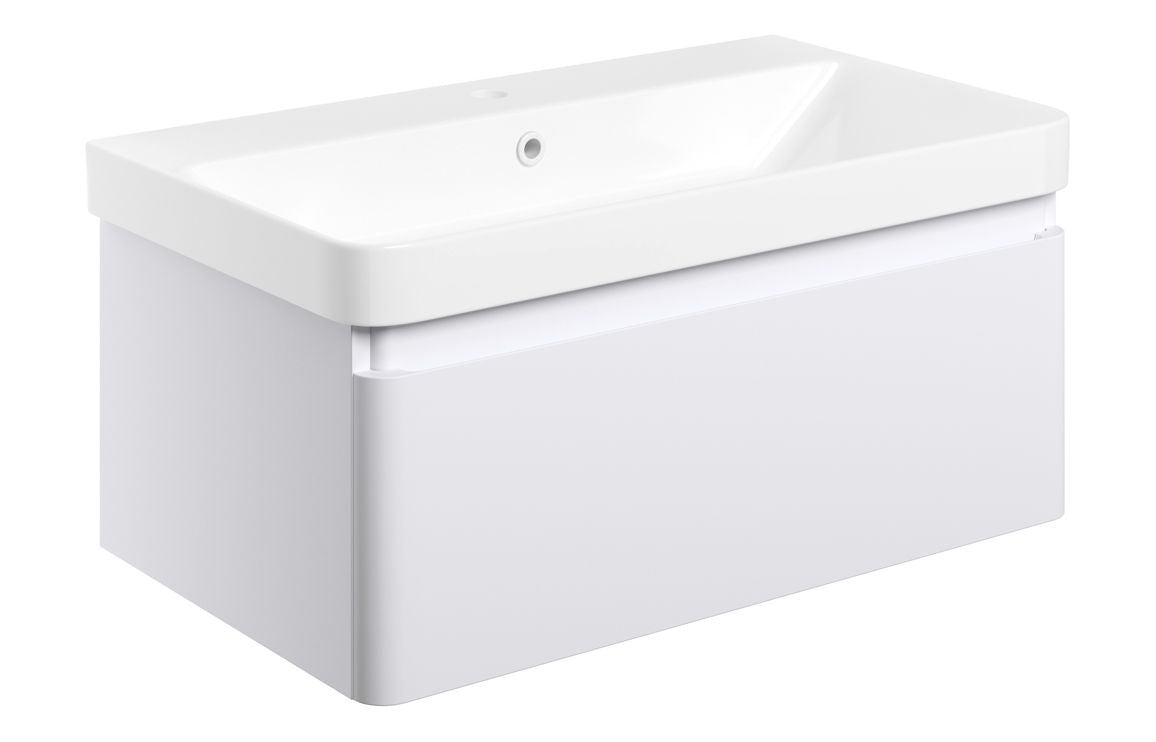 Osmos 805mm Wall Hung 1 Drawer Basin Unit & Basin - Matt White