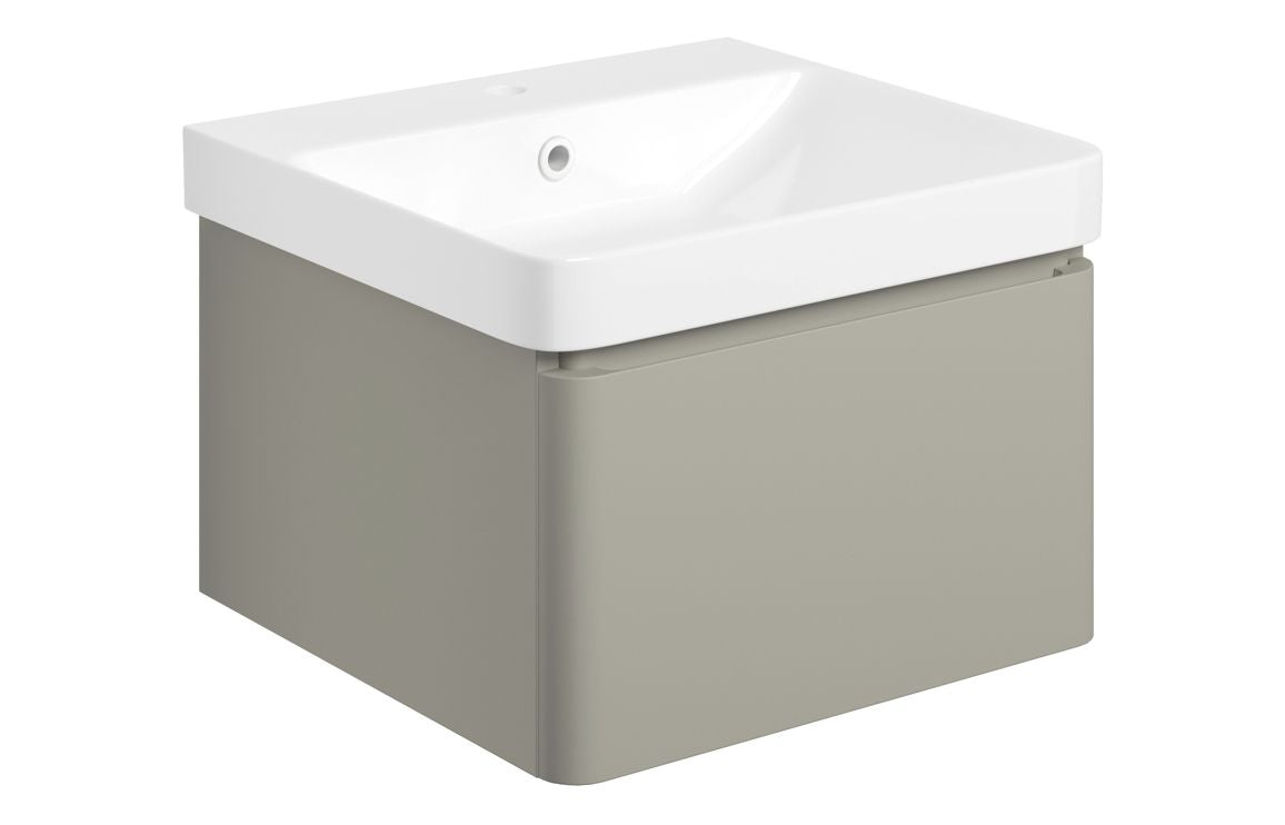 Osmos 500mm Wall Hung 1 Drawer Basin Unit & Basin - Matt Latte