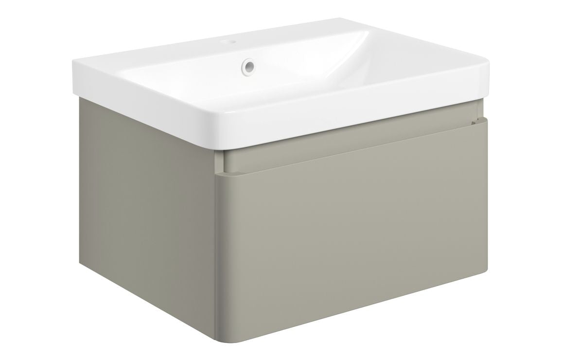 Osmos 605mm Wall Hung 1 Drawer Basin Unit & Basin - Matt Latte