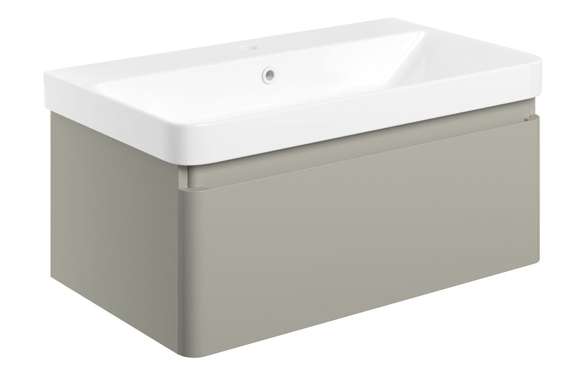 Osmos 805mm Wall Hung 1 Drawer Basin Unit & Basin - Matt Latte