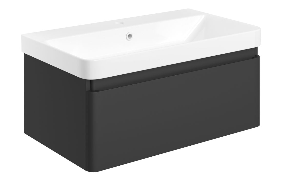 Osmos 805mm Wall Hung 1 Drawer Basin Unit & Basin - Matt Black