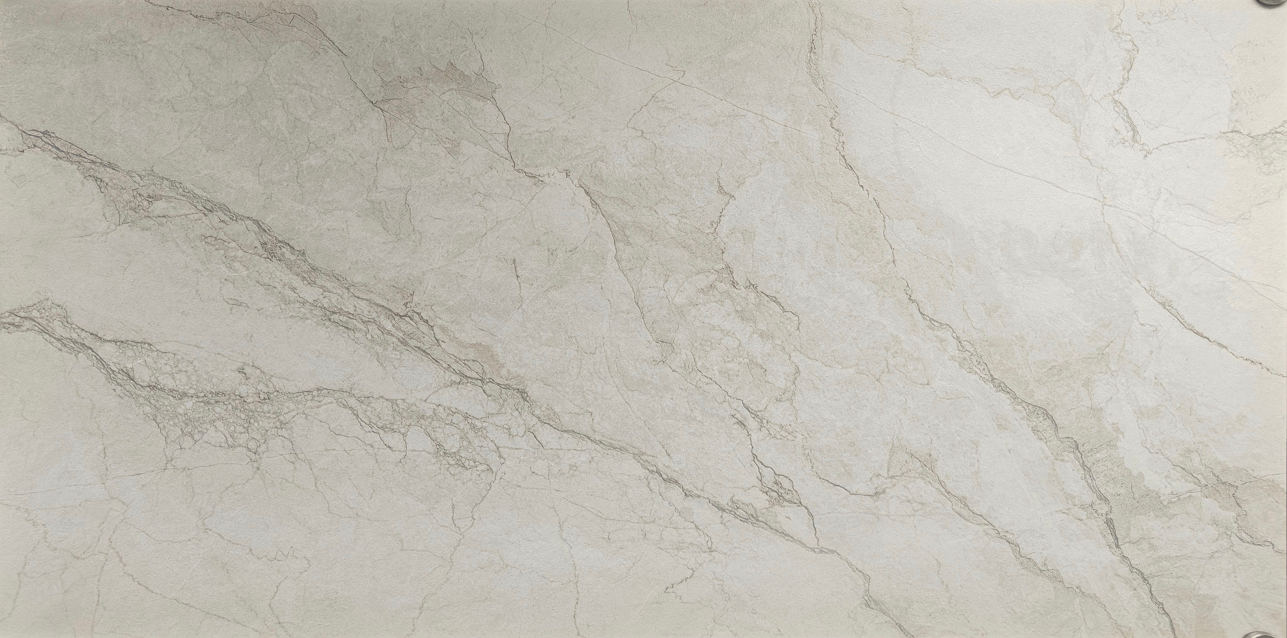 Bolgheri Stone White 60x120cm matt porcelain tile with subtle veining and soft ivory and pearl tones.