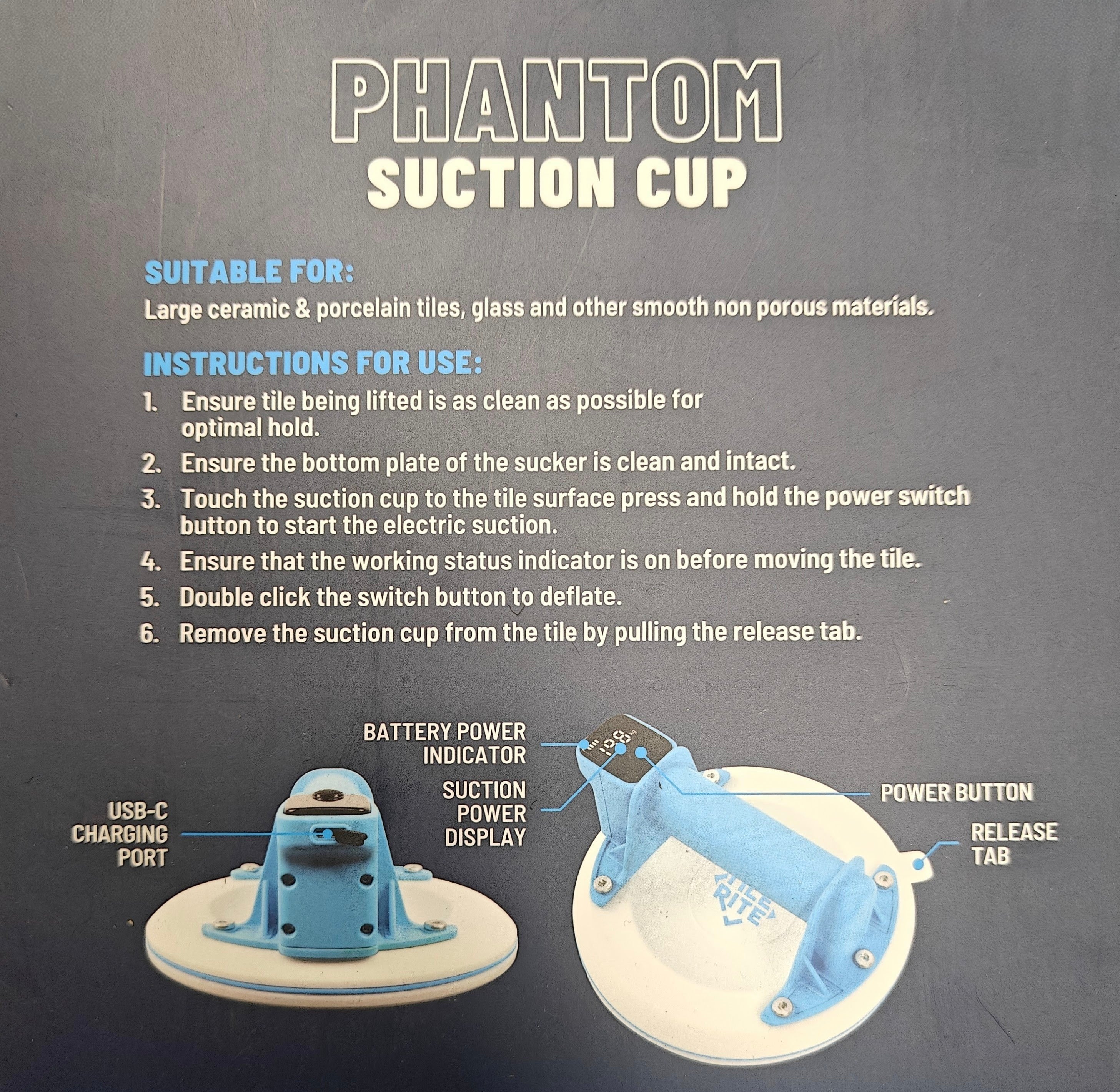 Tilerite Phantom Electric Suction Cup
