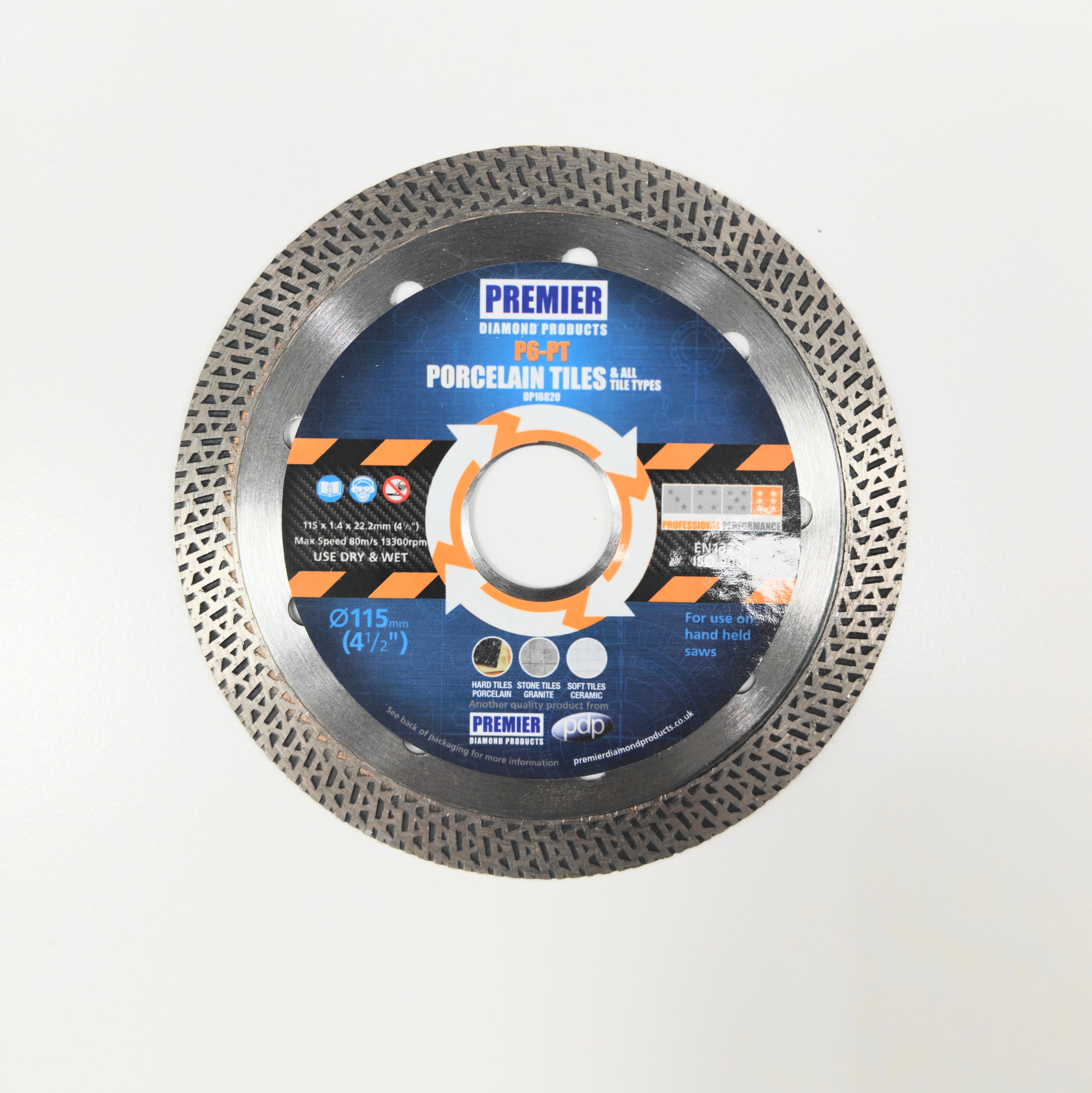 Premier P6-PT Diamond Tile Grinder Blade 115mm designed for cutting porcelain tiles effortlessly.