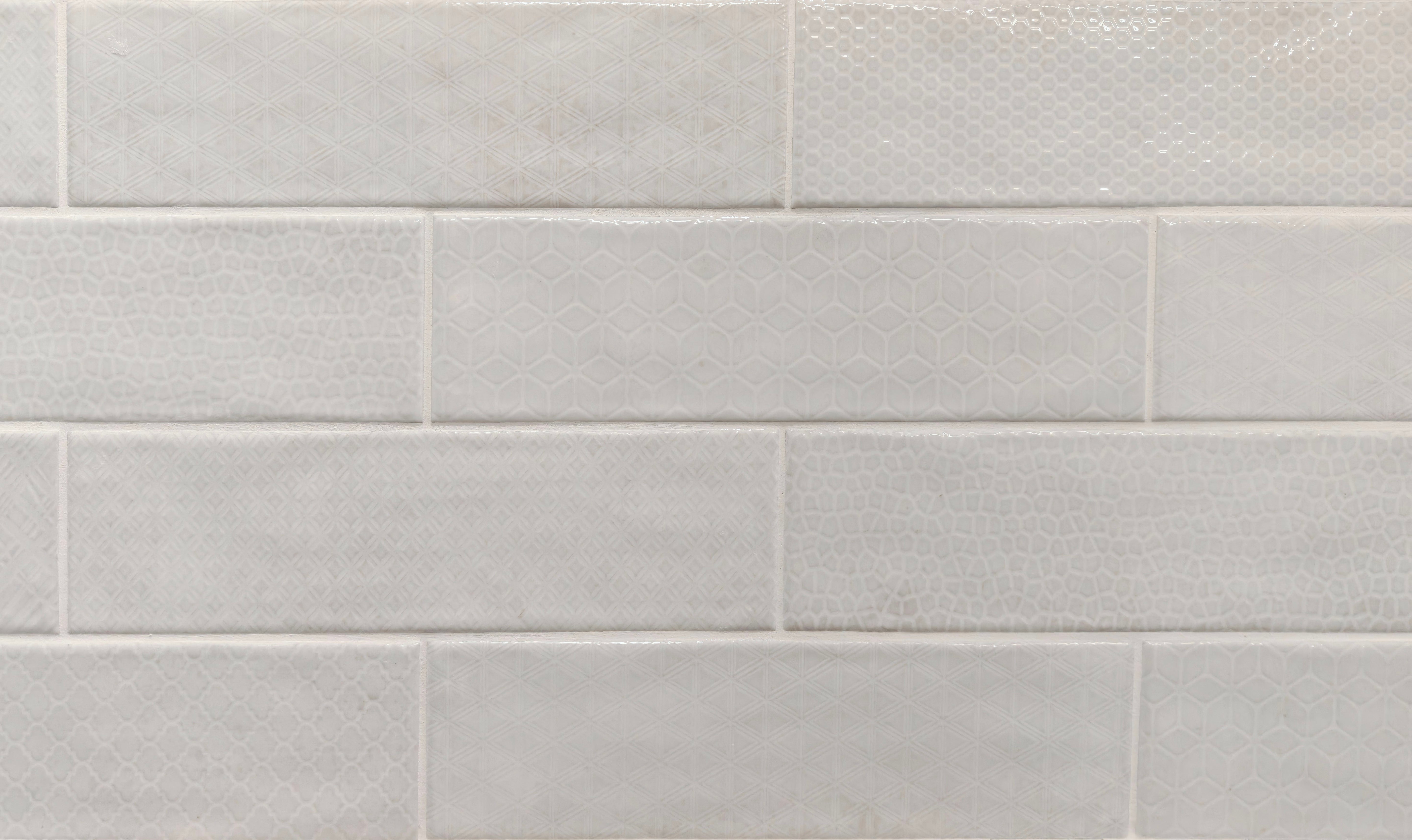 Ness White Decor 7.5x30cm - £38.99 per M²