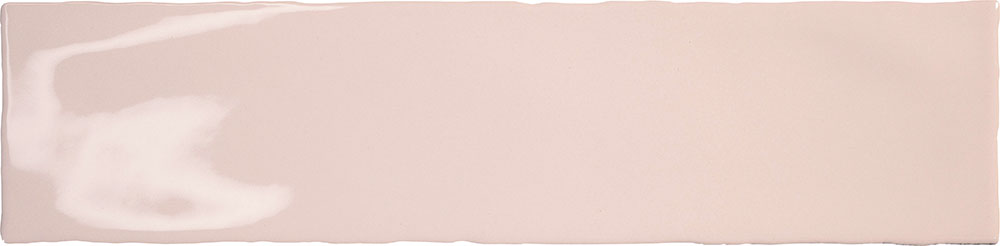 Rural Pink glossy ceramic wall tile 7.5x30cm with a soft rose-pink tone and luminous finish.