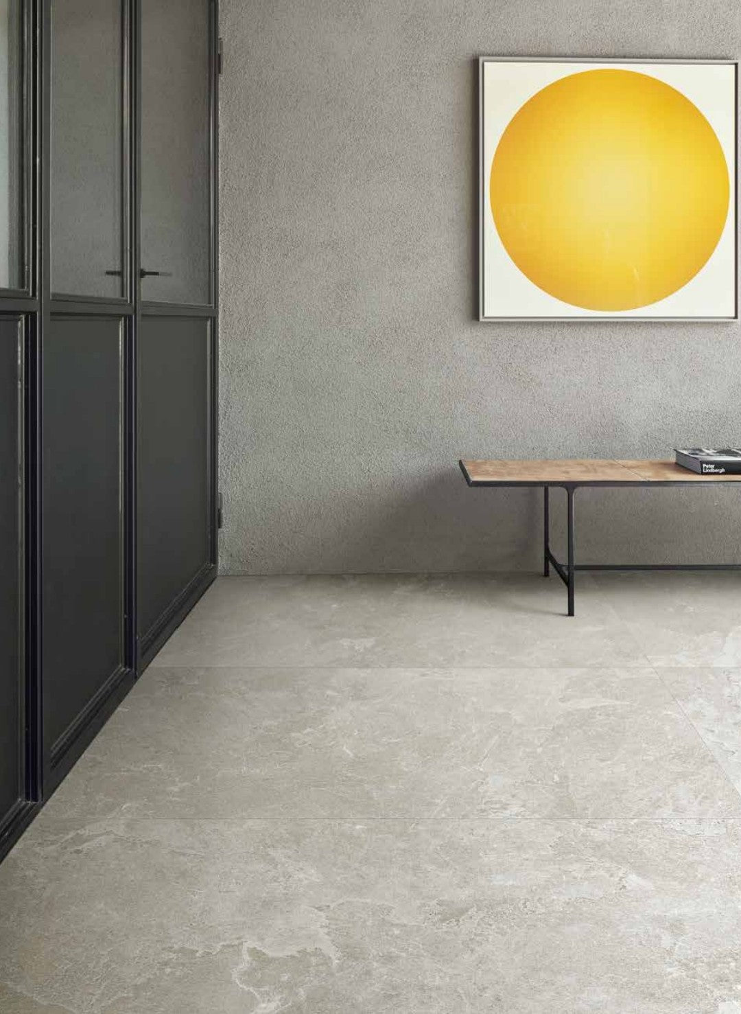 Stylish room featuring Ligure Blanco 60x120cm matt Italian porcelain tile by Marazzi with warm tones and modern decor.