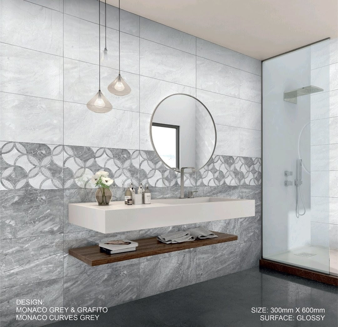 Monaco Grey Gloss 30x60cm - £19.99 per M²