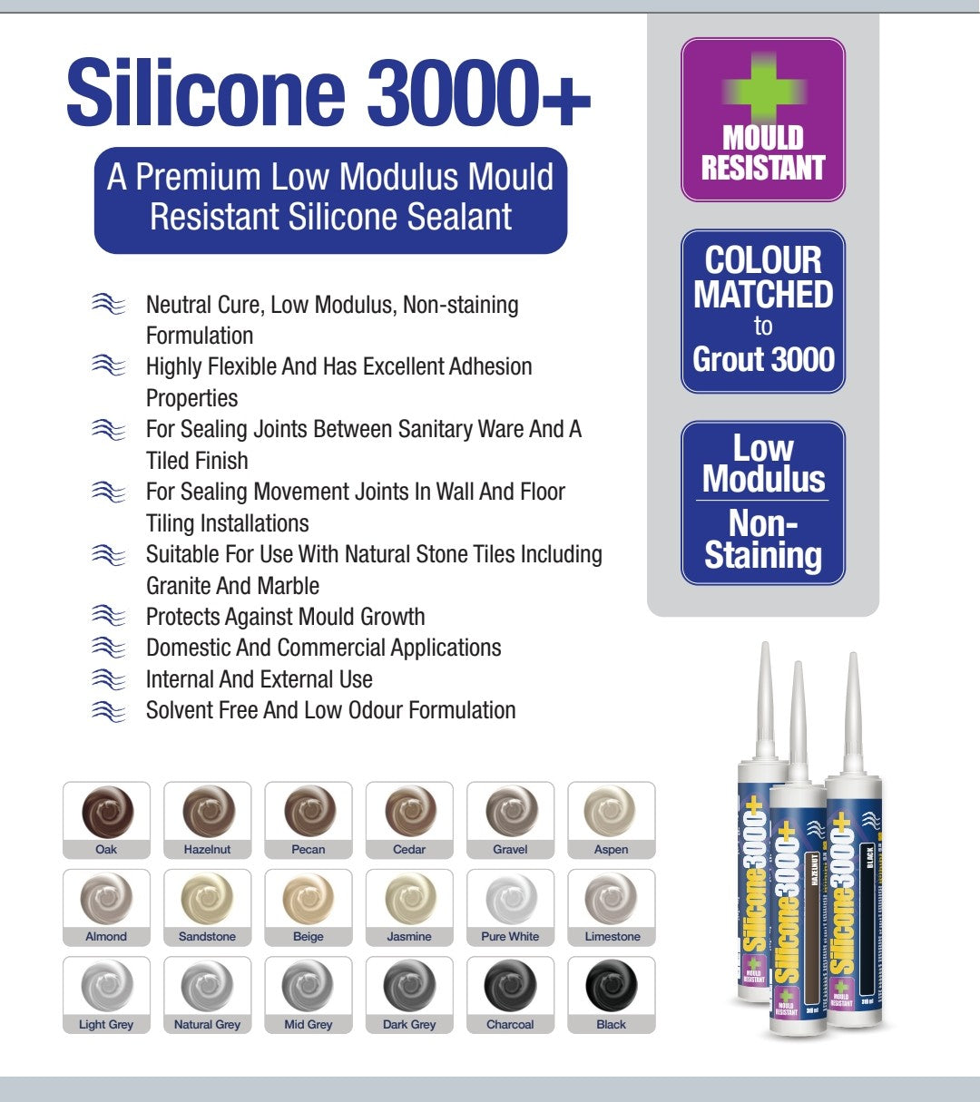 Tilemaster Silicone 3000 + 310ml - Gravel