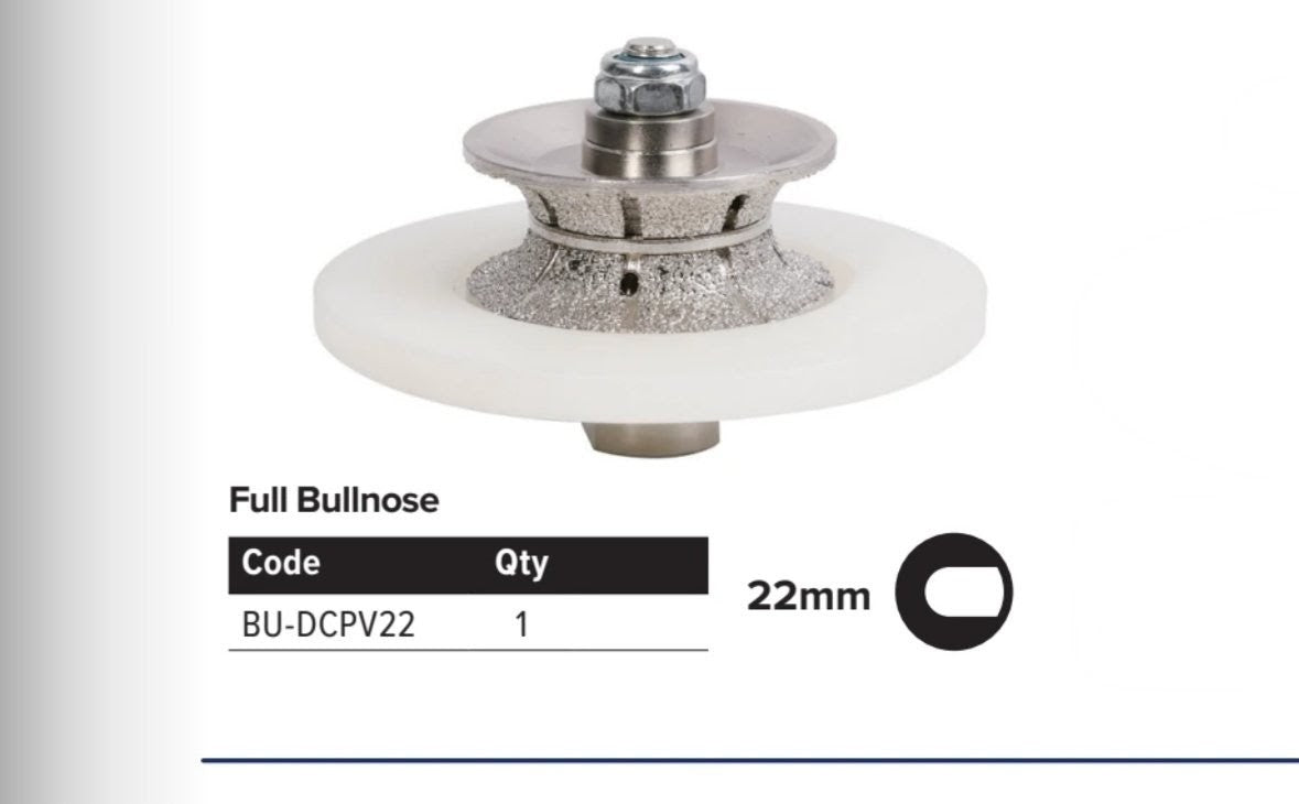 Bihui Pro Diamond Bullnosing Grinding Wheel for 20mm Porcelain / Stone with 22mm full bullnose design