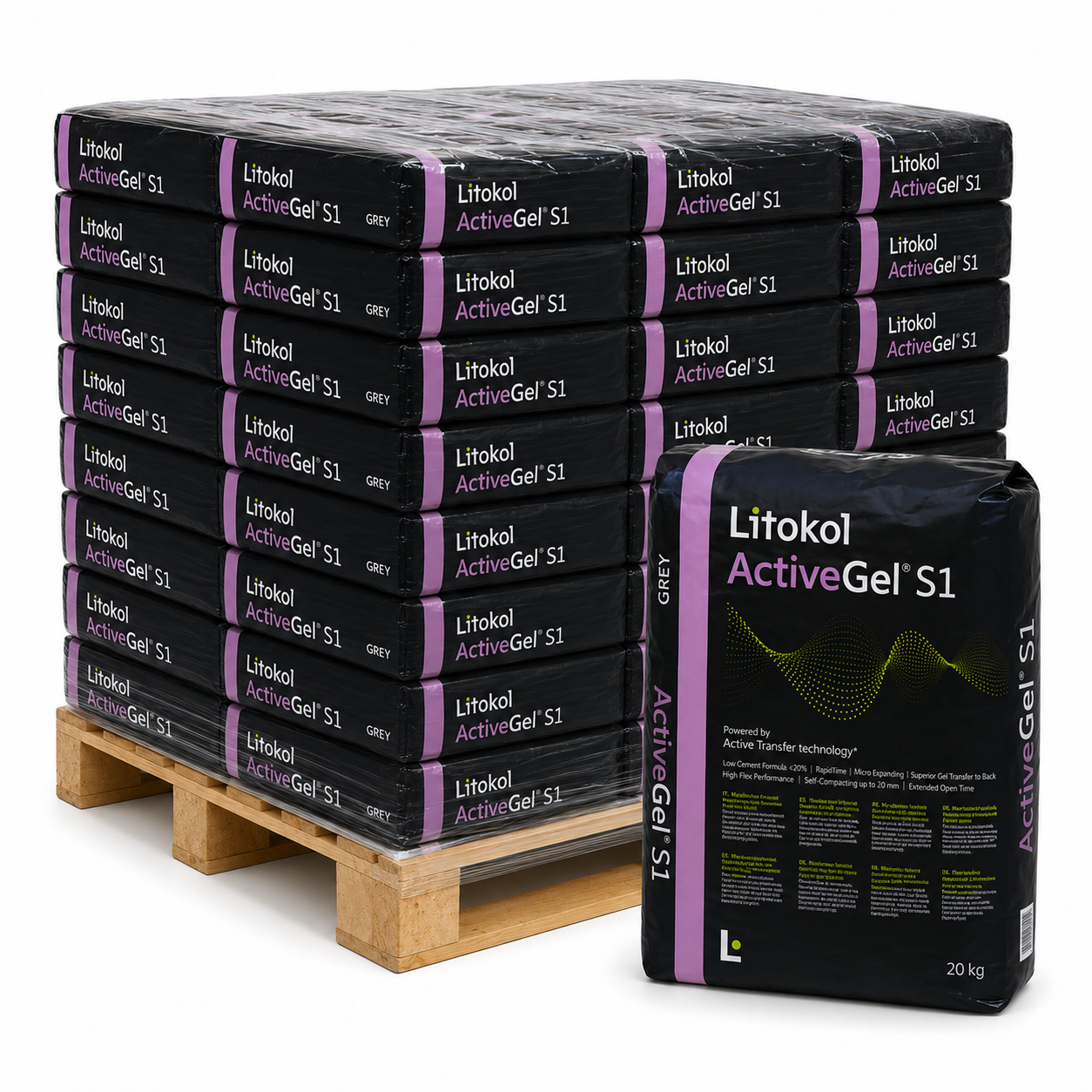 Litokol ActiveGel Slowset S1 Grey 20kg - Full Pallet 48x Bags