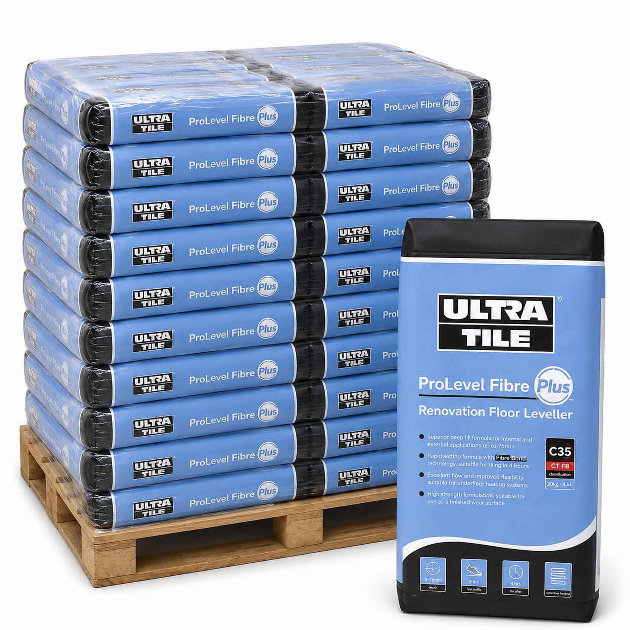 UltraTile ProLevel Fibre Plus Levelling Compound 20kg - Full Pallet (48 Bags)