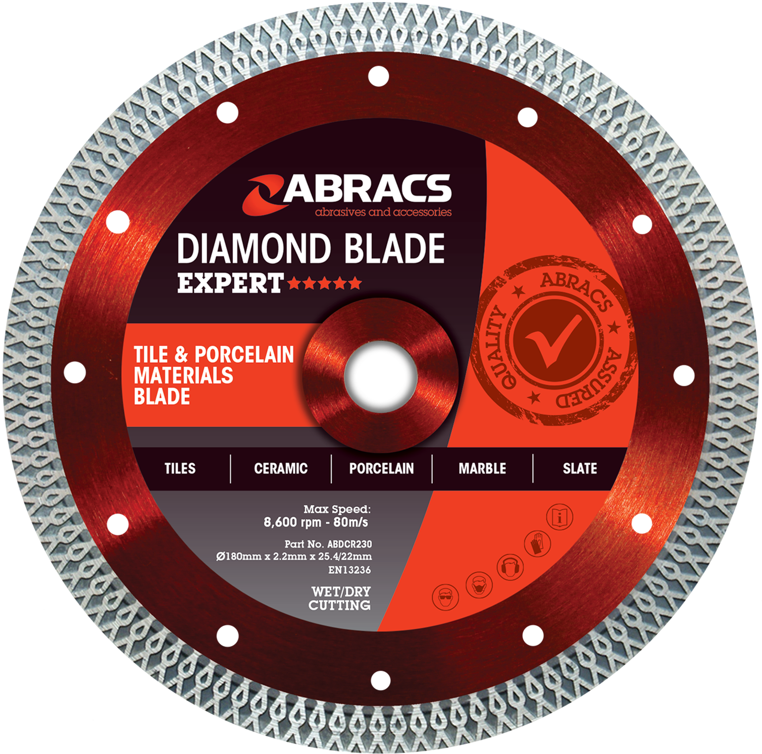 Abracs Expert Tile & Porcelain Grinder Blade 115mm for clean cutting and long life in tiles and ceramic materials.