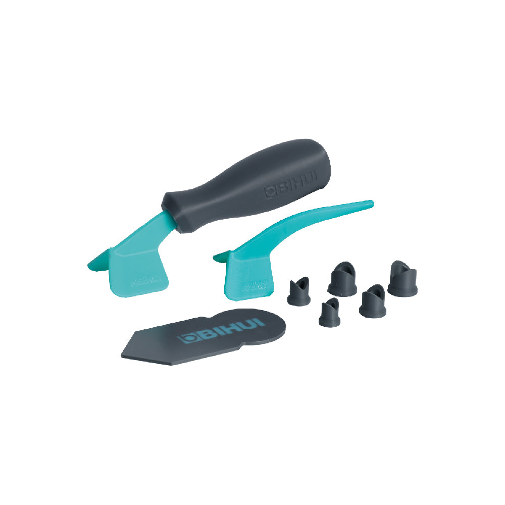 Bihui Epoxy Applicator Set includes ergonomic handle, paddles, triangular scraper, and attachments in a storage box.